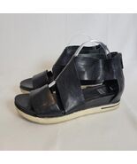 Eileen Fisher Sport Platform Sandal Black Tumbled Leather Women&#39;s Size 9 - $431.71 MXN