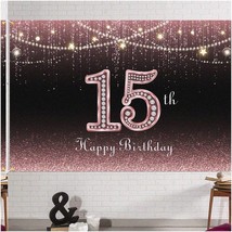 Rose Gold 15th Birthday Bash Backdrop - Celebrate 15 Years of Fabulousness with - $30.68