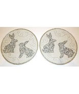 NEW PAIR OF ISAAC MIZRAHI BEADED EASTER BUNNY RABBIT 15&quot; PLACEMATS/CHARGERS - £40.41 GBP