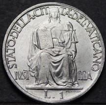 Vatican City 1 Lira, 1942 Gem Unc~Justice Seated With Tablets Of Law~Fre... - £12.18 GBP