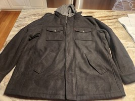 Levi&#39;s Men&#39;s Wool Military Jacket with Hood in Black  Size 2EGL  B8308 - $147.51