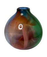 Studio Blown Art Glass Vase Signed Multicolor Design Mark Wagar Vintage ... - $114.05 CAD