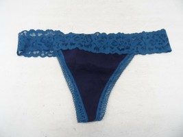 Adore Me Women&#39;s Lace Trim Risque Thong 11058 Blue XL - $88.35 MXN