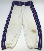 Vtg Russell Off-White Purple Baseball Pants Made In Usa Nylon/Poly/Cotton Sz M - $14.84