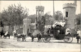 St Joseph Missouri Entrance to Krug Park Family in Carriage 1908 Postcard W8 - £3.15 GBP