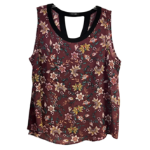 Papermoon Womens Blouse Multicolor Floral Sleeveless Scoop Neck Keyhole Boho XL - £16.34 GBP