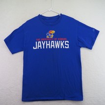 Russell T Shirt Size Medium University of Kansas Jayhawks Logo Front Back Blue - £10.11 GBP