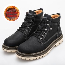Winter Men&#39;s Boots Leather Boots Men&#39;s Warm  Snow Boots  Outdoor Winter Leather  - £57.34 GBP