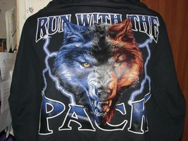 Men's Motorcycle Biker T-Shirts "Run With The Pack" Wolf  - $19.99