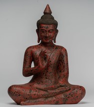 Ancien Khmer Style Cambodge Assis Bois Statue de Bouddha Cours Mudra - 4... - $10,089.15 MXN