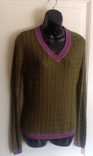 NWOT Missoni for Target Forest Green High Twist 100% Rayon V Neck Sweater SZ L Item image 4