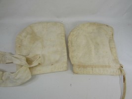 2 Vintage Flannel Baby Bonnets White Bonnet Child Large Doll 49978 - £23.38 GBP