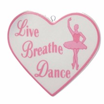 KSA PORCELAIN BALLET HEART CHRISTMAS HOLIDAY ORNAMENT &quot;LIVE BREATHE DANCE&quot; - £4.60 GBP