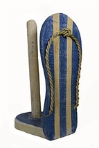 WorldBazzar Hand Carved FLIP Flop Blue Paper Towel Holder Wood Carving Nautical  - £19.52 GBP