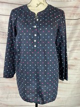 Talbots Polka Dot Popover Top Womens S Long Sleeves Lightweight 100% Cotton - $13.50