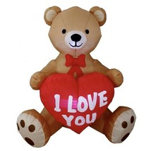 Valentines Day 4&#39; AIR INFLATABLE TEDDY BEAR WITH LOVE HEART YARD DECORATION - £237.10 GBP