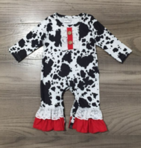 NEW Boutique Baby Girls Cow Print Farm Ruffle Romper Jumpsuit - $13.59