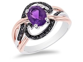 Enchanted Disney Villains Ursula Amethyst &amp; CZ Diamond 925 Silver Rose Gold ring - £78.50 GBP