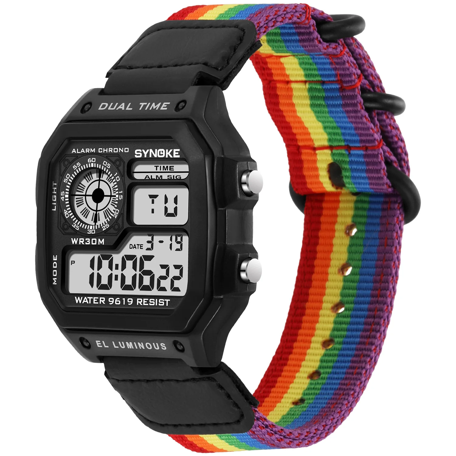 Men   Waterproof Retro Digital Watch For Men LED Electronic Clock Design Nylon   - £90.75 GBP