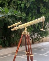 Brass Double Barrel Telescope With Tripod Stand Nautical Pirate Gifts - $89.00