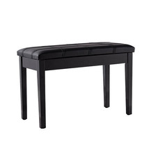 Solid Wood PU Leather Piano Double Duet Keyboard Bench-Black - $116.05