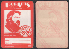 Kenny Rogers OTTO Cloth Backstage Pass from the 1981 Concert at WVU Coli... - £6.87 GBP