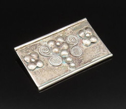 925 Silver - Vintage Floral Beaded &amp; Spirals Rectangle Brooch Pin - BP9700 - £69.31 GBP
