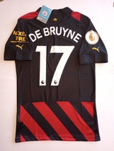 Kevin De Bruyne Manchester City EPL Match Slim Black Away Soccer Jersey 2022-23 - £79.93 GBP