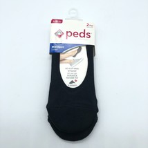 Peds Womens Mid Sport Liner Socks 2 Pair No Slip Heel Hidden Fit Black 5-10 - £3.90 GBP
