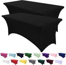 Versatile 6FT Black Fitted Spandex Table Covers - Perfect for Events &amp; P... - $32.62