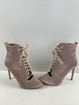 ALDO ‘RYMA’ Pink Satin Pointy Toe Lace Up/Zip High Heel Booties Women’s Size 6.5 - £18.48 GBP