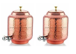 Copper Water Dispenser Pot Beautiful Hammered Water Drinking Pitchers Tank 4 LTR - £98.14 GBP