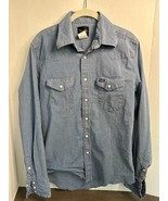 Vtg Men’s Wrangler Western Shirt Chambray Size M Denim Style Pearl Snap - £19.74 GBP