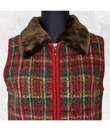 Catherine Stewart Plaid Wool Vest Zip Front Detachable Fur Collar-Women&#39;... - $351.74 MXN