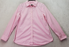 Talbots Dress Shirt Womens Medium Pink Gingham Check Cotton Collared But... - $22.15