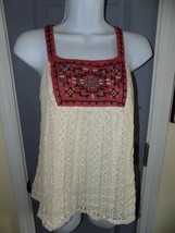 Xhilaration Nomadic Soul Ivory Lace Southwest Patterned Tank Size M Women&#39;s New - £14.53 GBP