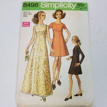 Vintage 1969 Simplicity 8498 Sewing Pattern Dress in 2 Lengths Size 10/32.5 - $5.90