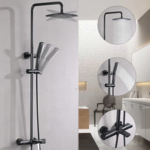 3-Function Shower System with Slide Bar Wall Mount Rainfall in Matte Black - £209.79 GBP