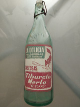 Antique Soda Bottle La Delicia Valdepeñas Tiburcio Merlo El Zorro Fte 2201 - $592.78 MXN