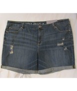 Jennifer Lopez JLo Denim Shorts Boyfriend Relaxed Fit Distressed Tattere... - $24.75