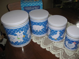 Tin-Nested Canister Set-Farm Animals-4 pc-New in Box-Taiwan-1980&#39;s - $20.00