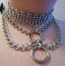 Chainmail Choker Collar/Necklace With Ribbon Aluminum Choker Chainmail Jewelry B - £31.93 GBP