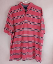 Vintage Tommy Hilfiger Men&#39;s Pink Striped Polo Shirt Size XXL 100% Cotton - £11.48 GBP