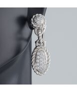 Judith Ripka Sterling Silver Drop Earrings w/ CZ Accents Omega Backs - $5,773.96 MXN
