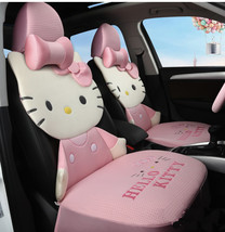 Hello Kitty Cartoon Car Seat Covers Set Universal Car Interior 4 Seasons Pink - £133.67 GBP