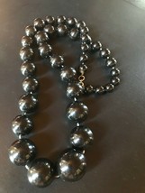 Estate Long Chunky Graduated Black Plastic Bead Necklace – 23 inches long x 0.75 - £9.77 GBP