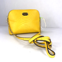 Michael Kors Cindy Crossbody Bag Dome Embossed Yellow Leather Zip B2J - $59.39