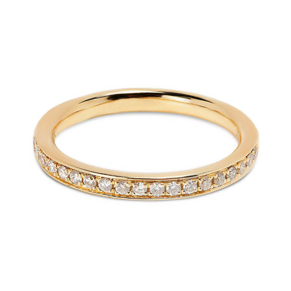 Primary image for Classic 2.4mm Round Diamond Half Eternity Wedding Band Ring Yellow Gold Plated