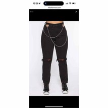 Fashion Nova Jeans Chain That Attitude Boyfriend Distressed Black 13 (30... - £9.23 GBP