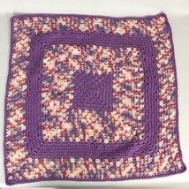 Crochet Blanket Throw Granny Squares Pink Purple 27x27 Handmade  - $20.44